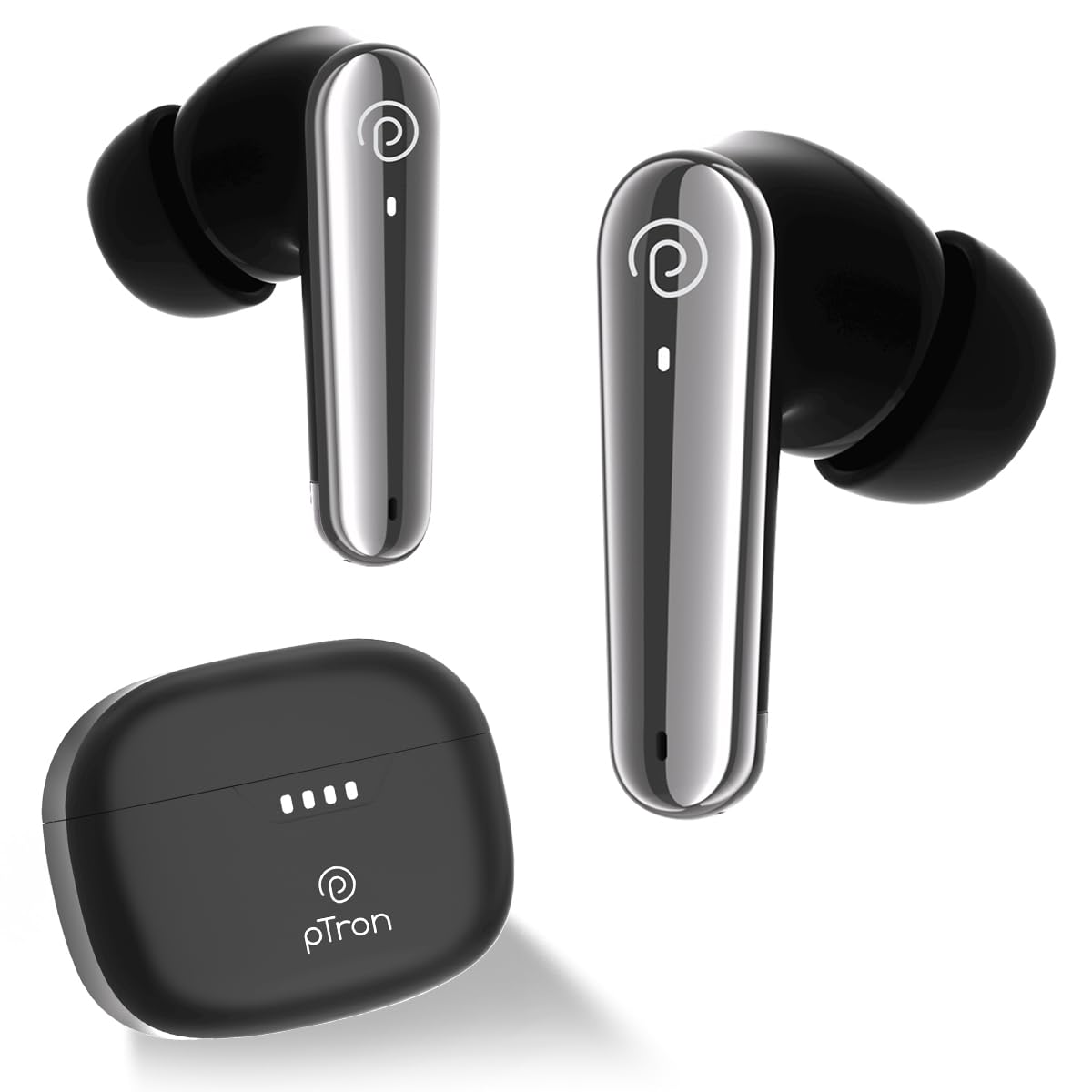pTron Bassbuds Spark in-Ear TWS Earbuds with Stereo Sound, 40Hrs Playtime, Stereo Calls, Bluetooth V5.3 Headphones with Quick Pairing, Touch Control, Voice Assistant, Type C Charging & IPX5 (Black)