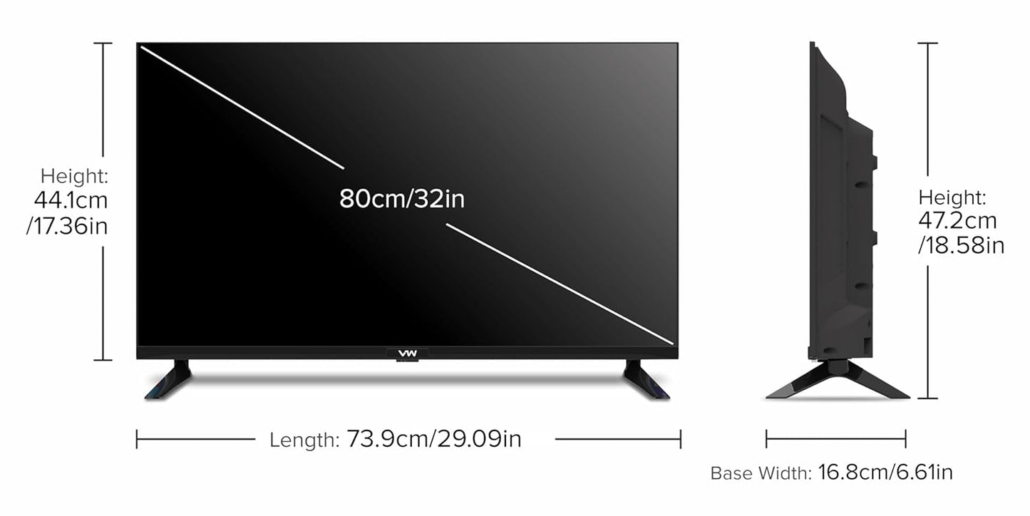 VW 80 cm (32 inches) Playwall Frameless Series HD Ready Android Smart LED TV VW32F5