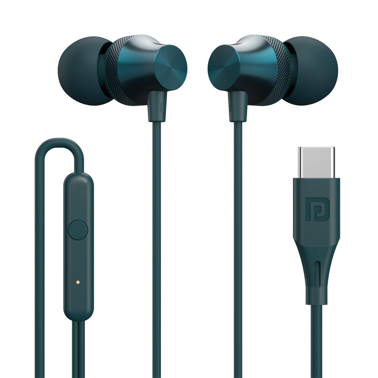 Portronics Conch Beat C in Ear Wired Earphones with Mic, Type C Audio Jack, 10mm Driver, 1.2m TPE Anti Tangle Wire, in line Mic Controls, Powerful Audio, Metal Alloy Body, Wide Compatibility(Silver)