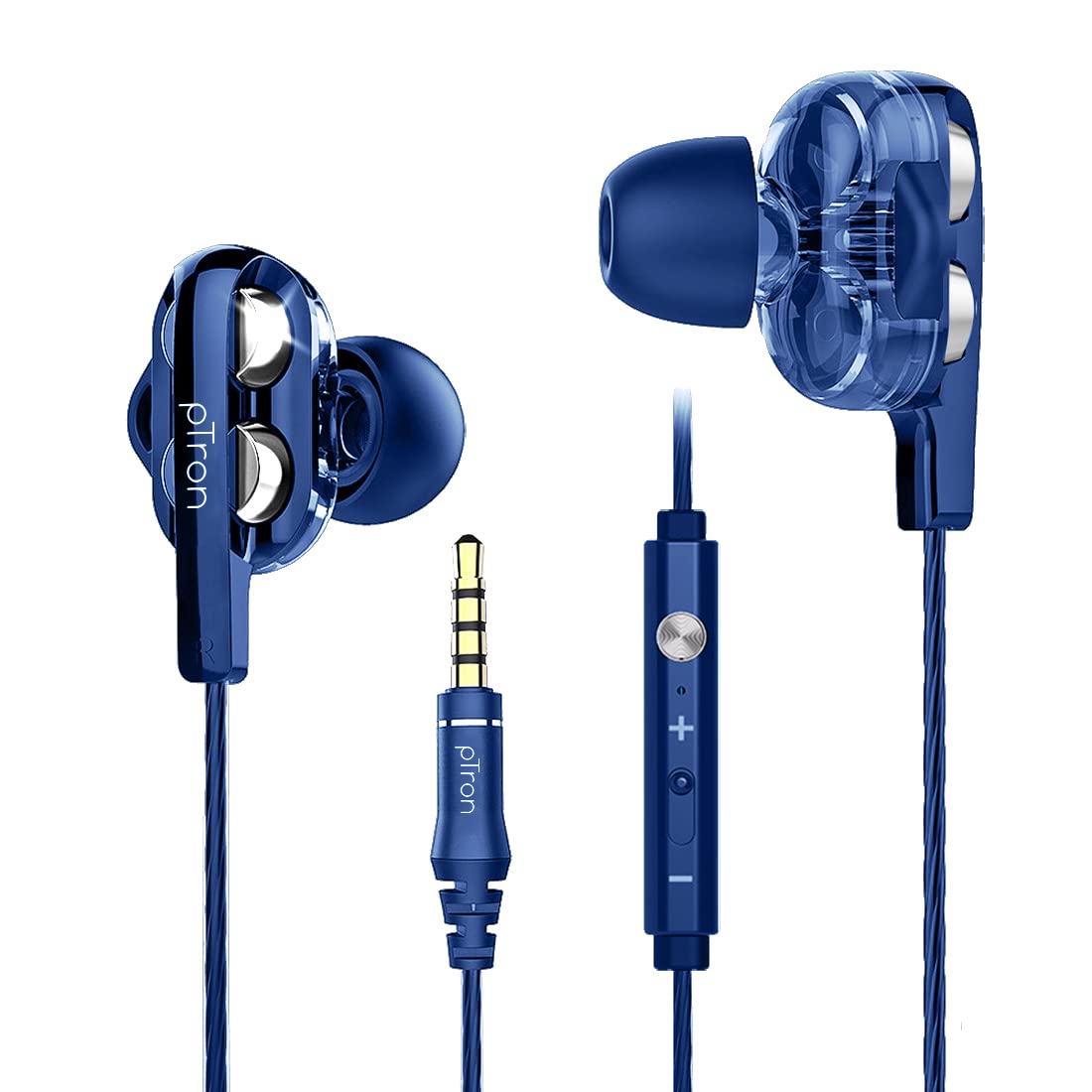 pTron Boom Ultima V2 Dual Driver, in Ear Gaming Wired Earphones with Mic, Volume Control, Passive Noise Cancelling Boom 3 with 3.5mm Audio Jack & 1.2M Tangle-Free Cable (Black)