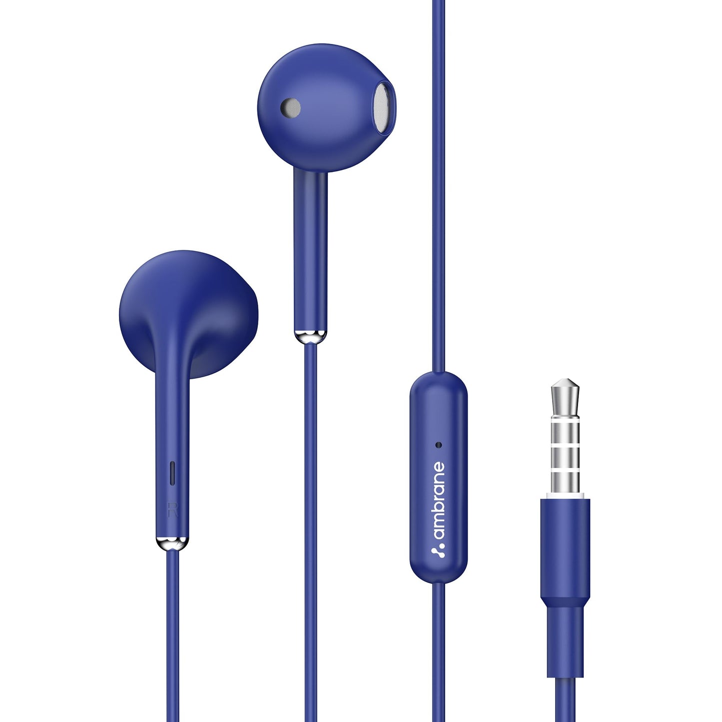 Ambrane Wired Earphones with Mic | 3.5mm Audio Jack | 14mm Driver for HD Sound & Deep Bass | Tangle-Free 1.2m Cable | In Ear Comfort Fit | Compatible with Mobiles, Tablets, Laptops, PCs (EP-83 Orange)