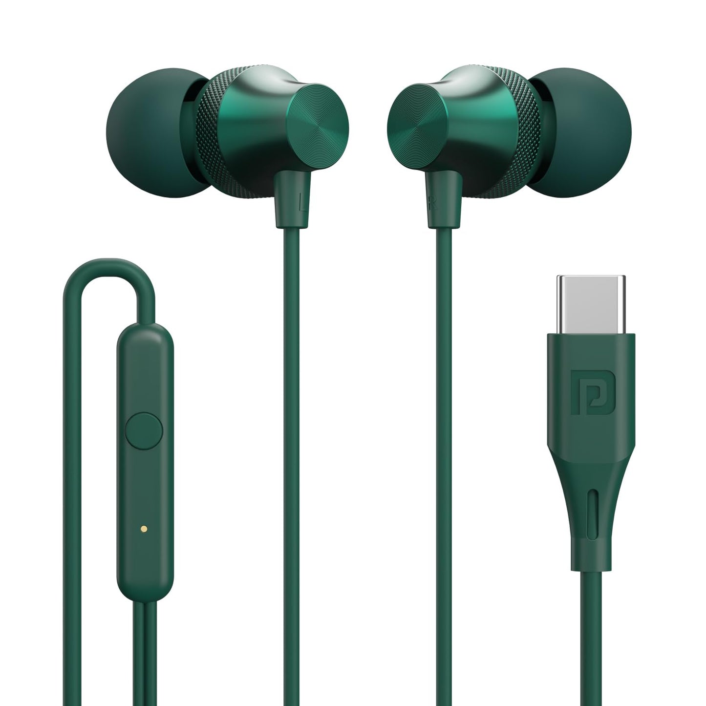 Portronics Conch Beat C in Ear Wired Earphones with Mic, Type C Audio Jack, 10mm Driver, 1.2m TPE Anti Tangle Wire, in line Mic Controls, Powerful Audio, Metal Alloy Body, Wide Compatibility(Silver)