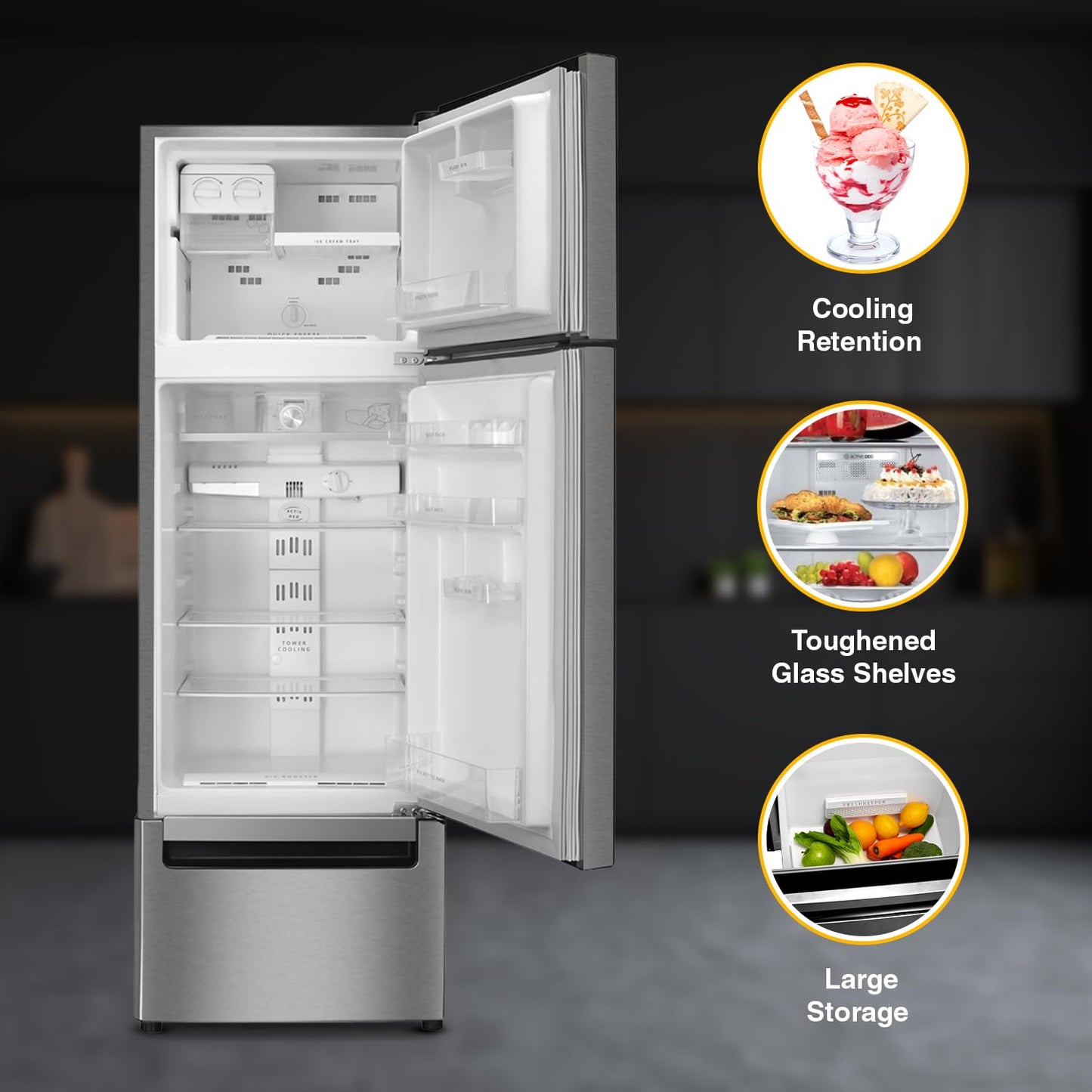 Whirlpool 270 L (Gross Capacity 300L) Frost Free Triple-Door Refrigerator (FP 313D PROTTON ROY ALPHA STEEL (Z)