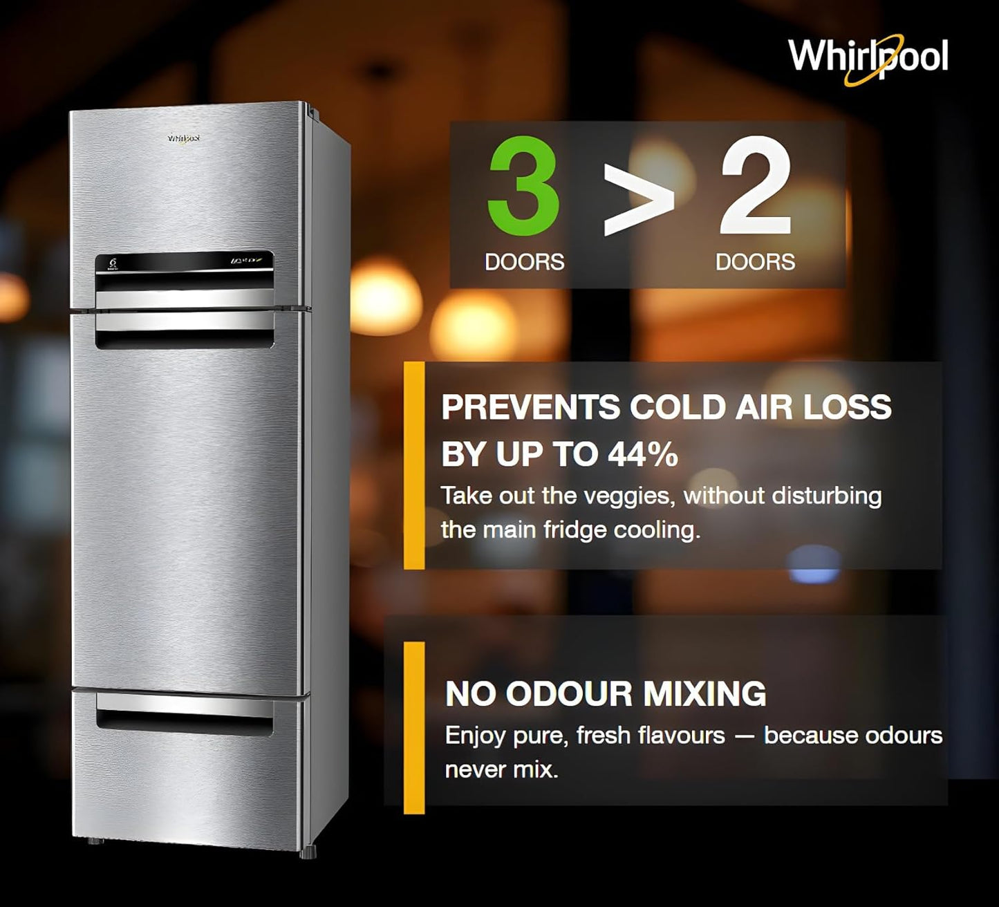 Whirlpool 235 L Frost Free Triple-Door Refrigerator (FP 253D PROTTON ROY RADIANT STEEL(Z) Double Door Refrigerator space)