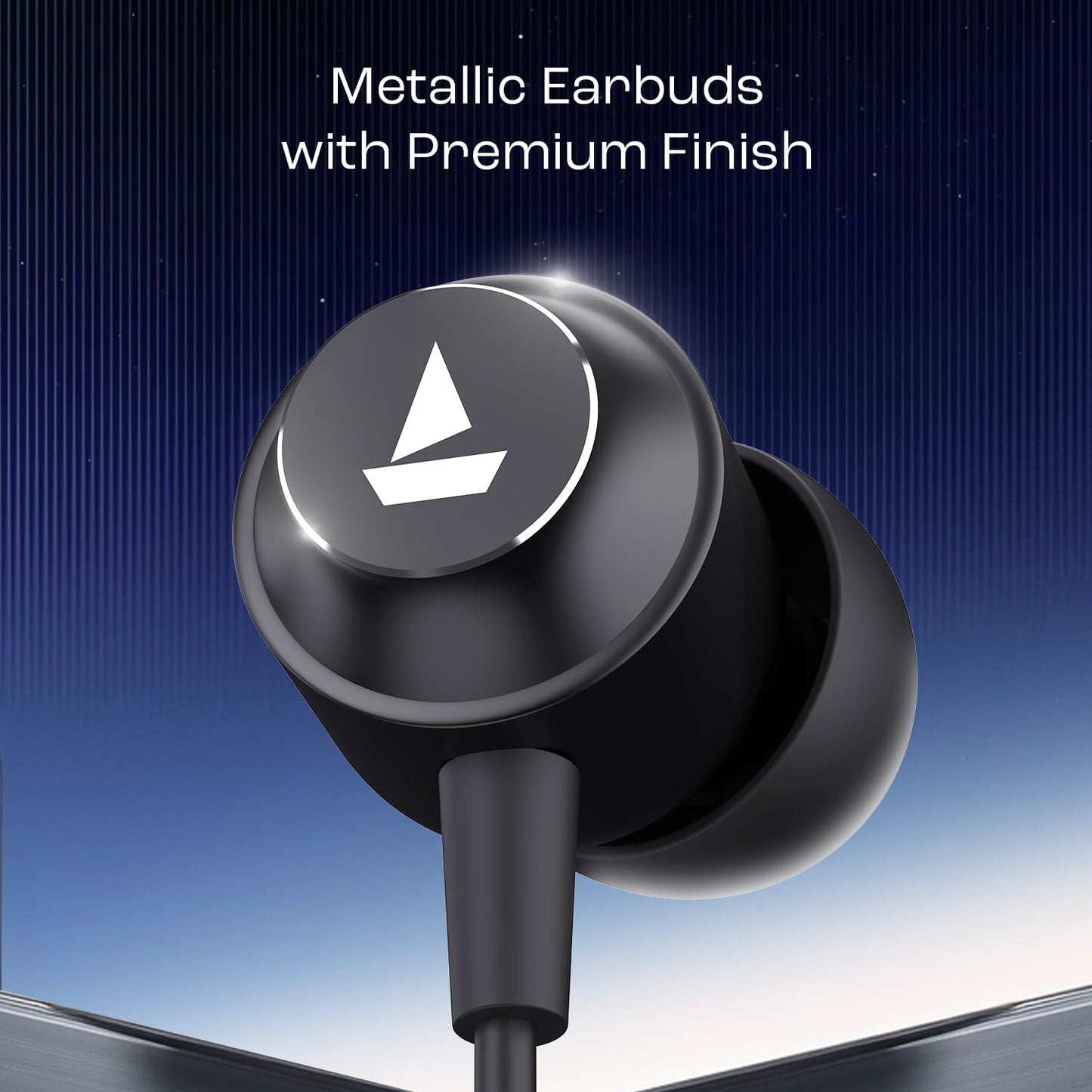 boAt Bassheads 162 V2 Wired in Ear Phones with 10Mm Drivers, Metallic Earbuds, Integrated Controls, in-Line Microphone, Ergonomic Fit, Braided Cable & 3.5Mm Jack(Bold Black)