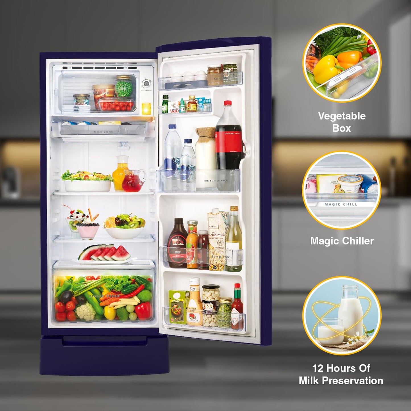 Whirlpool 192 L 4 Star Icemagic Pro Inverter Direct-Cool Single Door Refrigerator (215 IMPRO ROY 4S Inv SAPPHIRE MULIA-Z, Base Stand with Drawer, 2023 Model)
