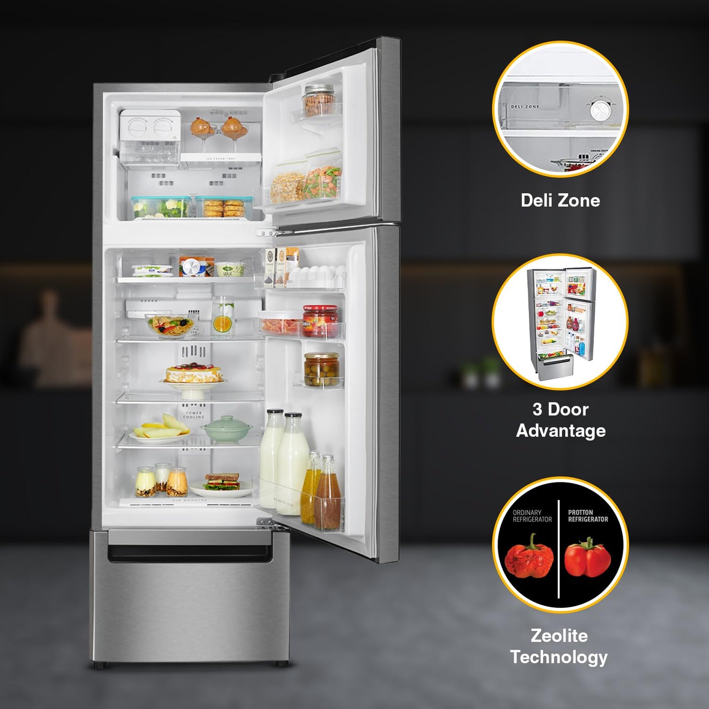 Whirlpool 330 L Frost Free Multi-Door Refrigerator(FP 343D Protton Roy, Alpha Steel)