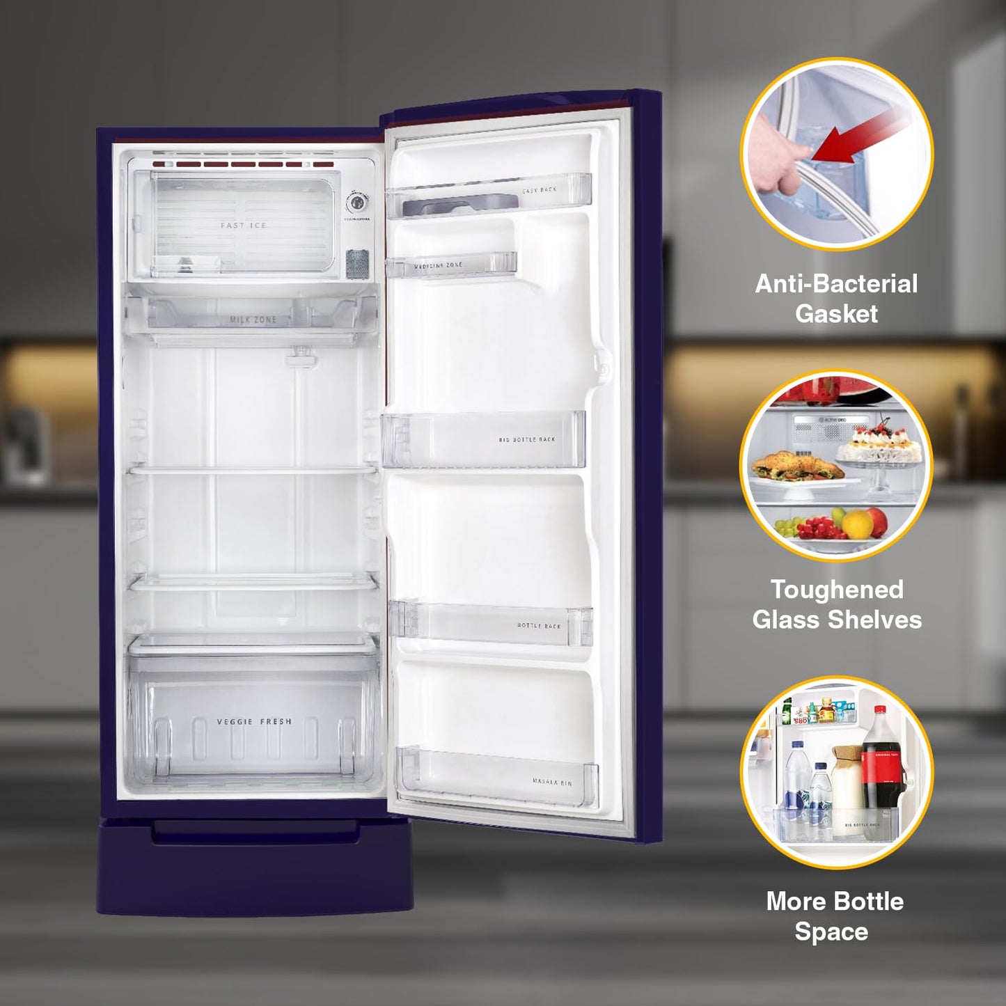 Whirlpool 192 L 4 Star Icemagic Pro Inverter Direct-Cool Single Door Refrigerator (215 IMPRO ROY 4S Inv SAPPHIRE MULIA-Z, Base Stand with Drawer, 2023 Model)
