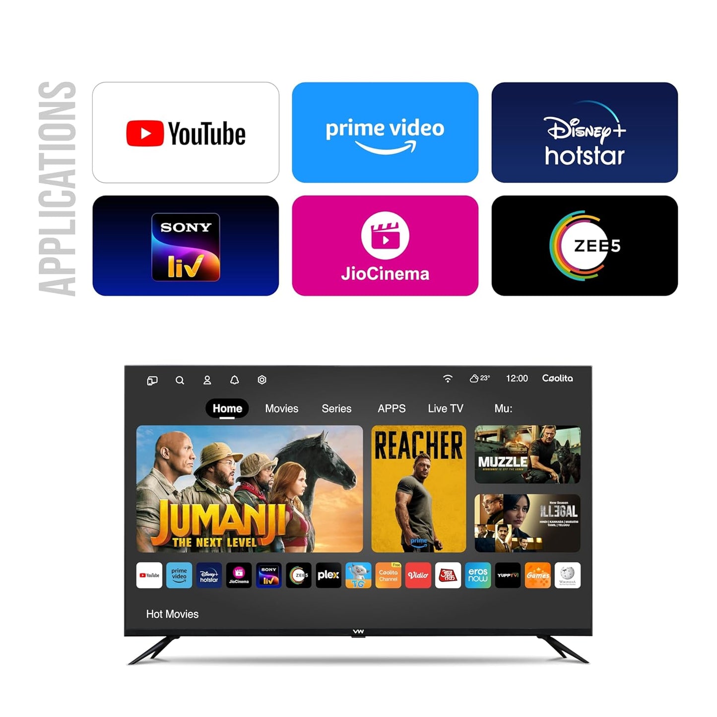 VW 80 cm (32 inches) Linux Frameless Series HD Ready Smart LED TV VW32C3