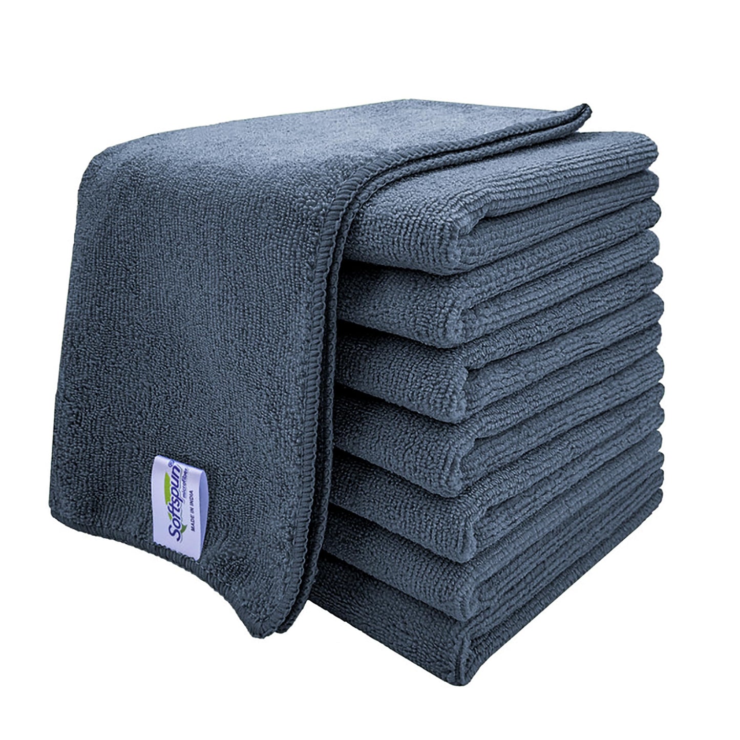 SOFTSPUN Microfiber Cloth - 4 pcs - 40x40 cms - 340 GSM Grey! Thick Lint & Streak-Free Multipurpose Cloths - Automotive Microfibre Towels for Car Bike Cleaning Polishing Washing & Detailing.