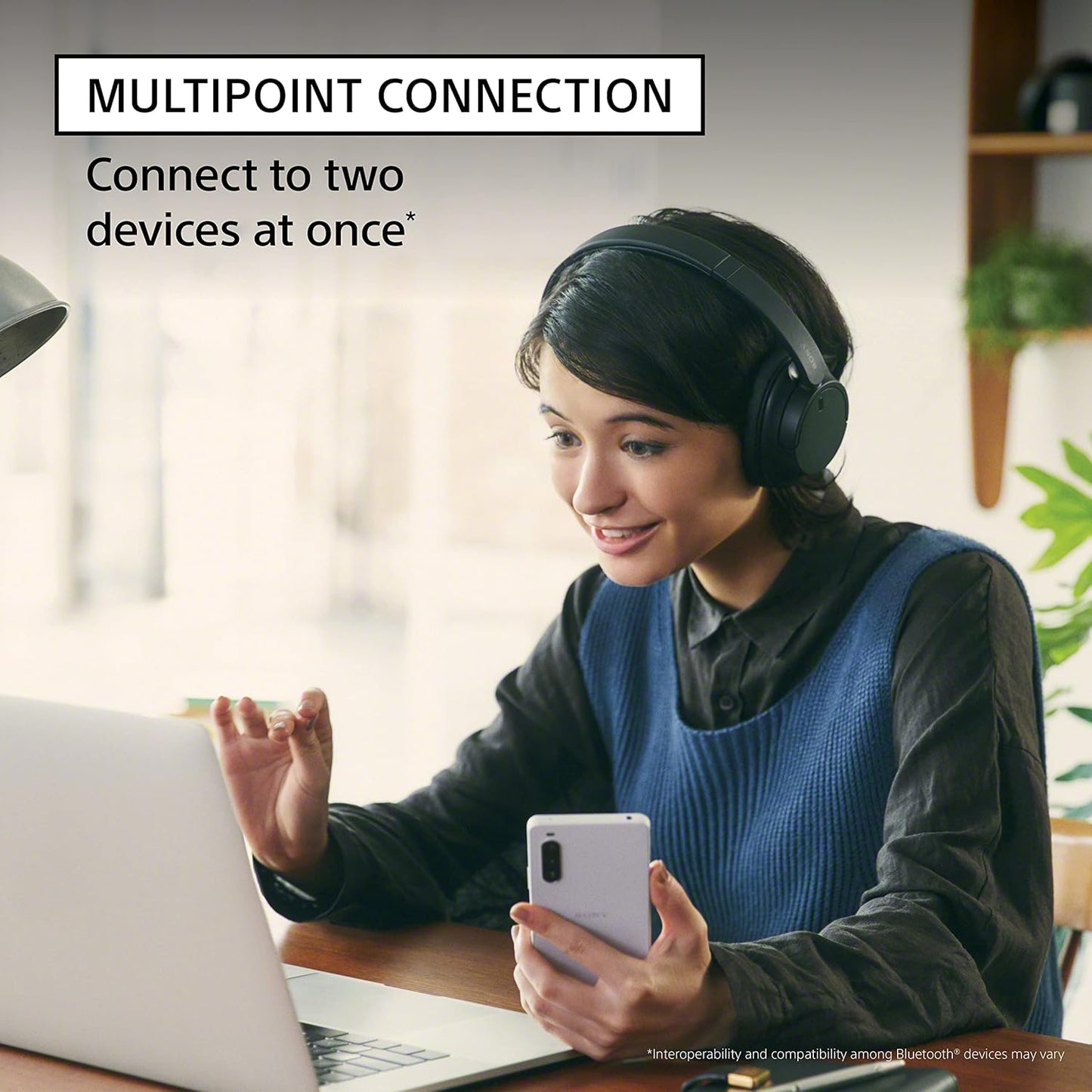 Sony WH-CH720N Active Noise Cancellation Wireless Bluetooth Over Ear Headphones with Mic, Adaptive Sound Control, Quick Charge, Up to 35Hrs Battery, Customized EQ- Black
