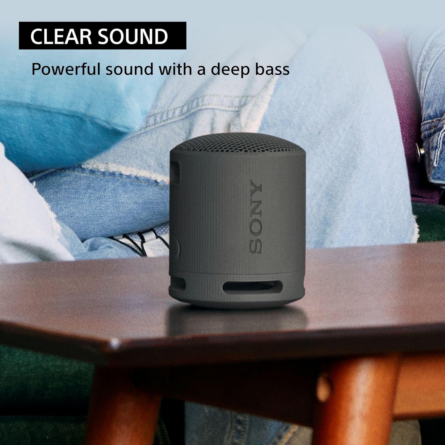 Sony SRS-XB100 Wireless Bluetooth Portable Lightweight Super-Compact Travel Speaker, Extra-Durable IP67 Waterproof & Dustproof, 16 Hrs Batt, Versatile Strap, Extra Bass & Hands-Free Calling-Black