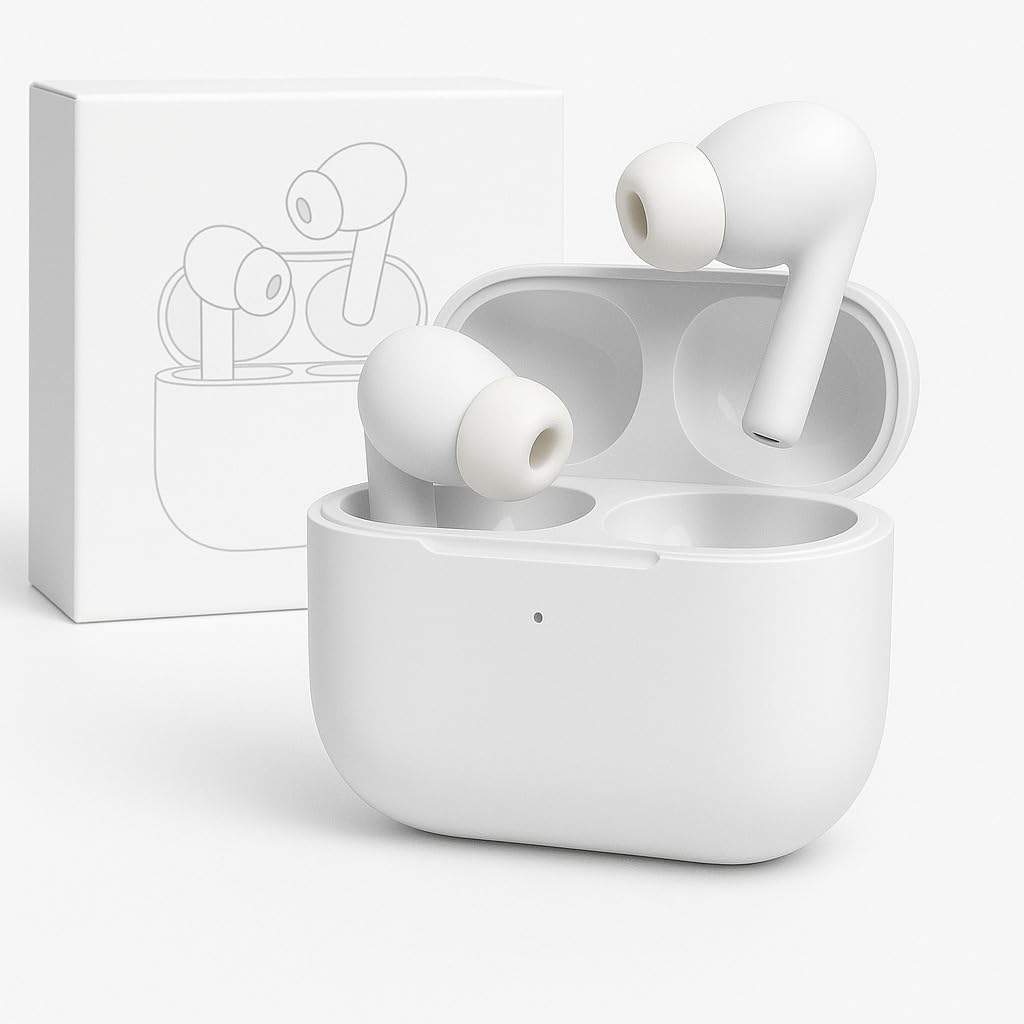 AlakhDM Wireless Earbuds Bluetooth 5.3 TWS Earphones Full Touch Control Headphones Built-in Microphone Immersive Sound Quality Ensure Fast Stable & Connection Smart LED Headset Sports Bud (Black)