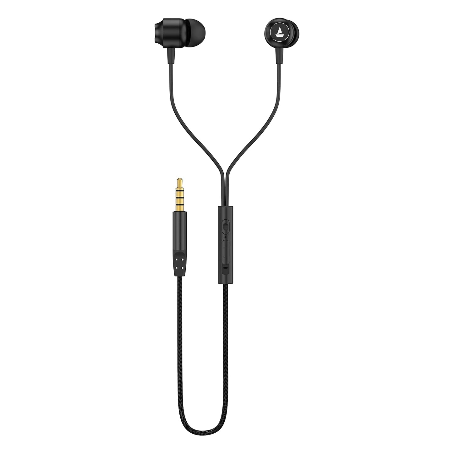 boAt Bassheads 162 V2 Wired Earphones with 10Mm Drivers, Metallic in Ear Earbuds, Integrated Controls, in-Line Microphone, Ergonomic Fit, Braided Cable & 3.5Mm Jack(Calm Blue)