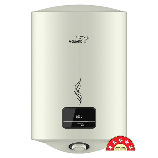 V-Guard Divino DG Geyser 15 Litre Water Heater with Digital Display | Suitable for Hard Water | Energy Efficient 5 Star Rating | Advanced 4 layered Safety | 5 Year Inner Tank Warranty by V-Guard