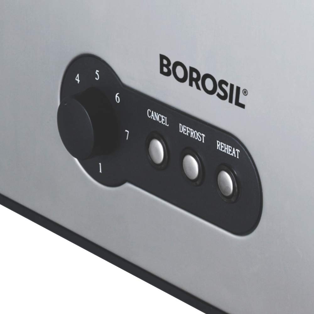 Borosil 1500W Pop-up Toaster | 4 Slice Automatic Pop up | Toasting, Reheating & Defrosting Options | Removable Bread Crumb Tray | 7 Temprature Settings | Cord Winder | 2 Years Warranty