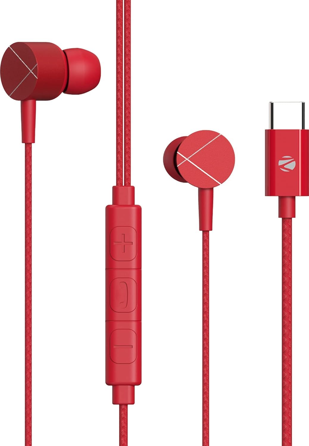 ZEBRONICS Zeb-Buds C2 in Ear Type C Wired Earphones with Mic, Braided 1.2 Metre Cable, Metallic Design, 10mm Drivers, in Line Mic & Volume Controller (White)