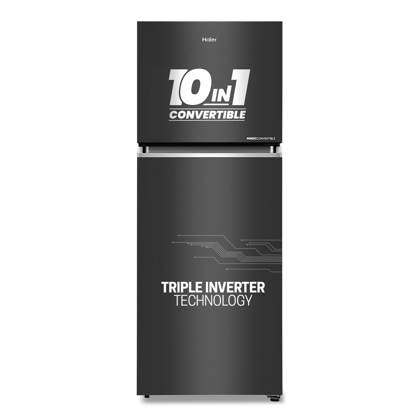 Haier 328 L, 3 Star, Convertible 10-in-1, Triple Inverter & Dual Fan Motor Technology, Frost Free Double Door Refrigerator (HEF-333GB-P, GE Black)