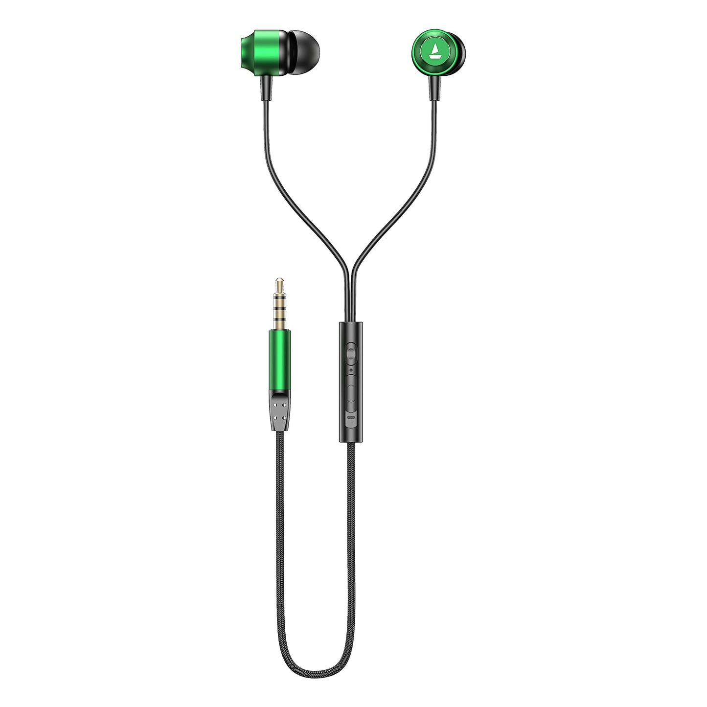 boAt Bassheads 162 V2 Wired Earphones with 10Mm Drivers, Metallic in Ear Earbuds, Integrated Controls, in-Line Microphone, Ergonomic Fit, Braided Cable & 3.5Mm Jack(Calm Blue)