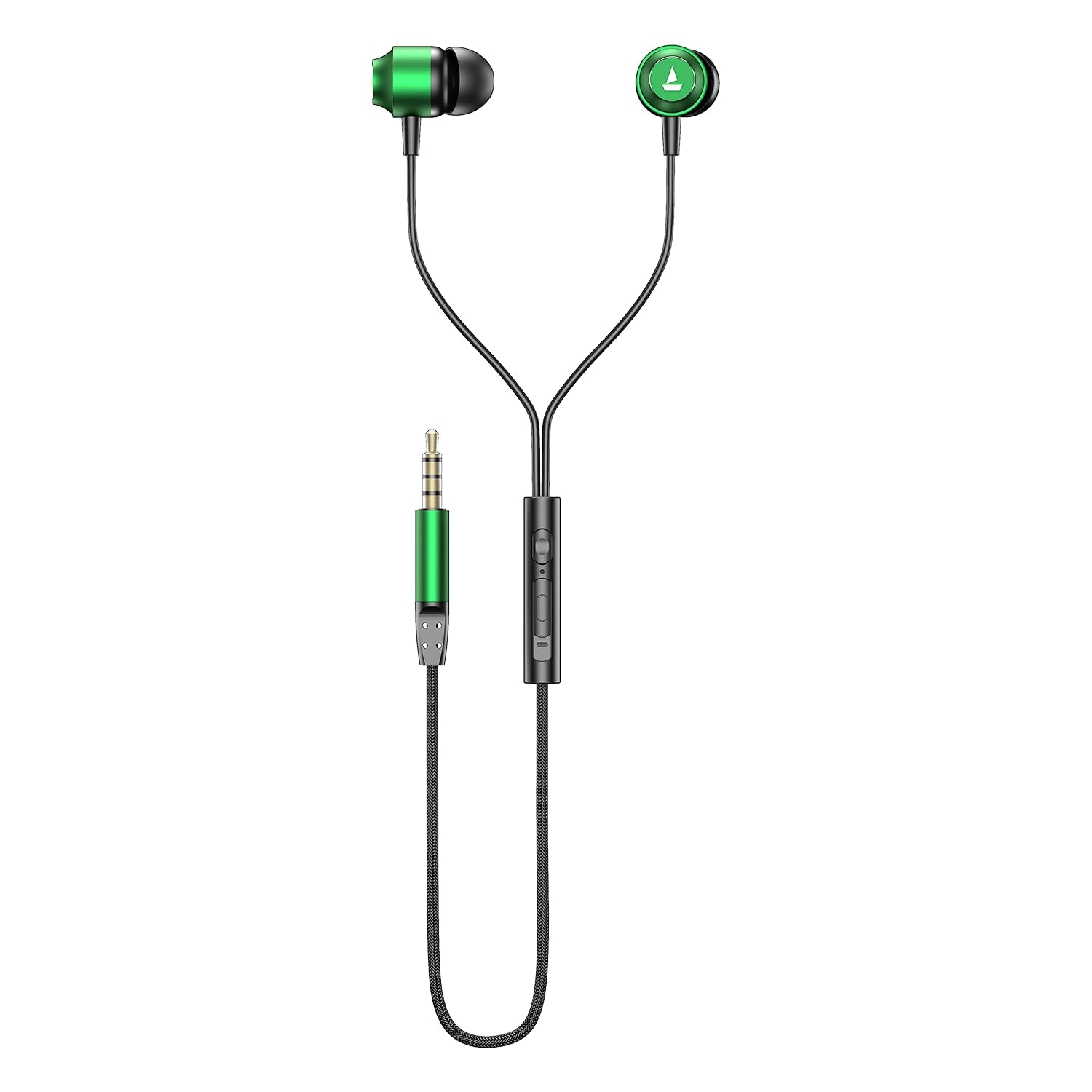 boAt Bassheads 162 V2 Wired Earphones with 10Mm Drivers, Metallic in Ear Earbuds, Integrated Controls, in-Line Microphone, Ergonomic Fit, Braided Cable & 3.5Mm Jack(Calm Blue)
