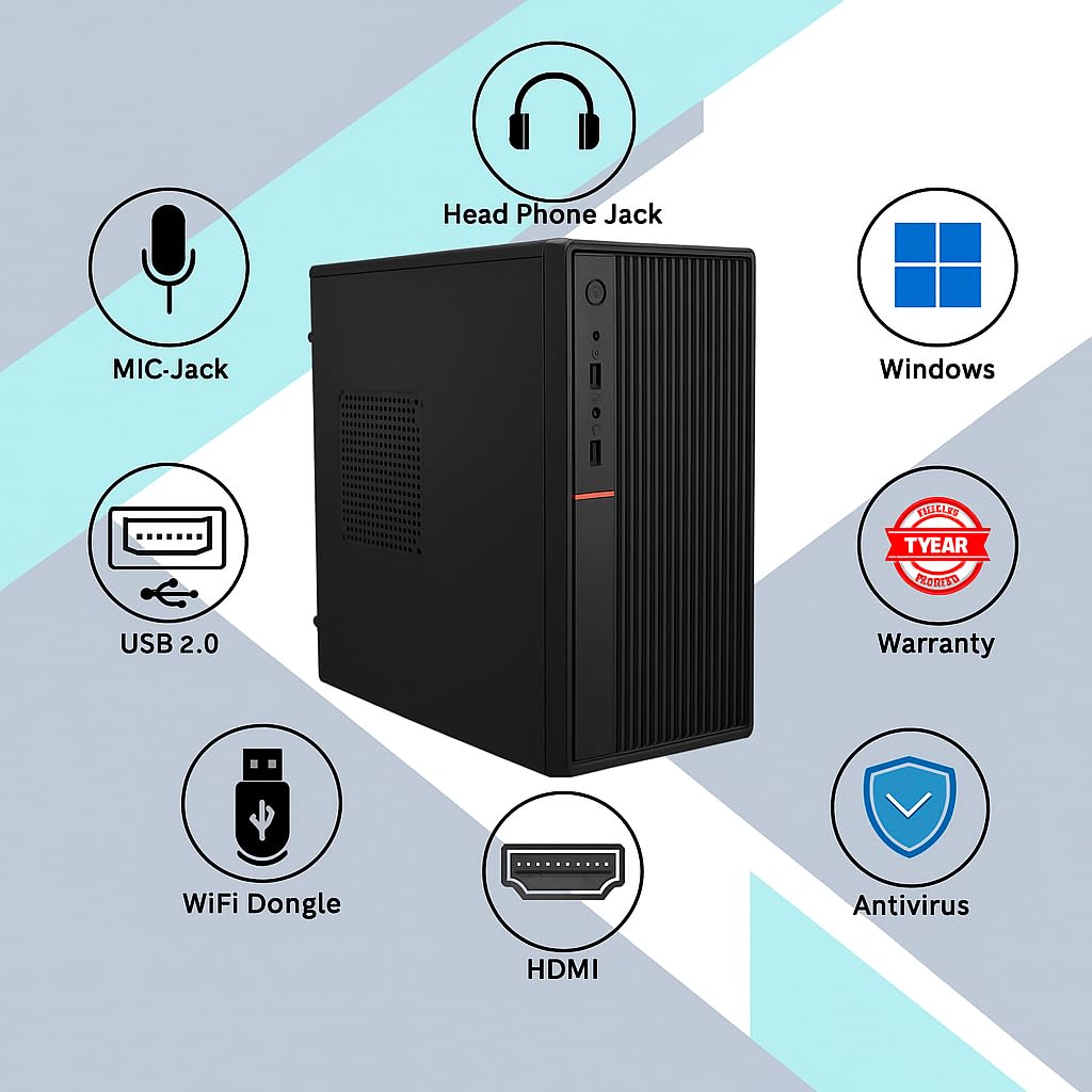 TECNICO Desktop PC, Core i7-4770, 16GB RAM, 512GB SSD, Win 11, HDMI/VGA Ports