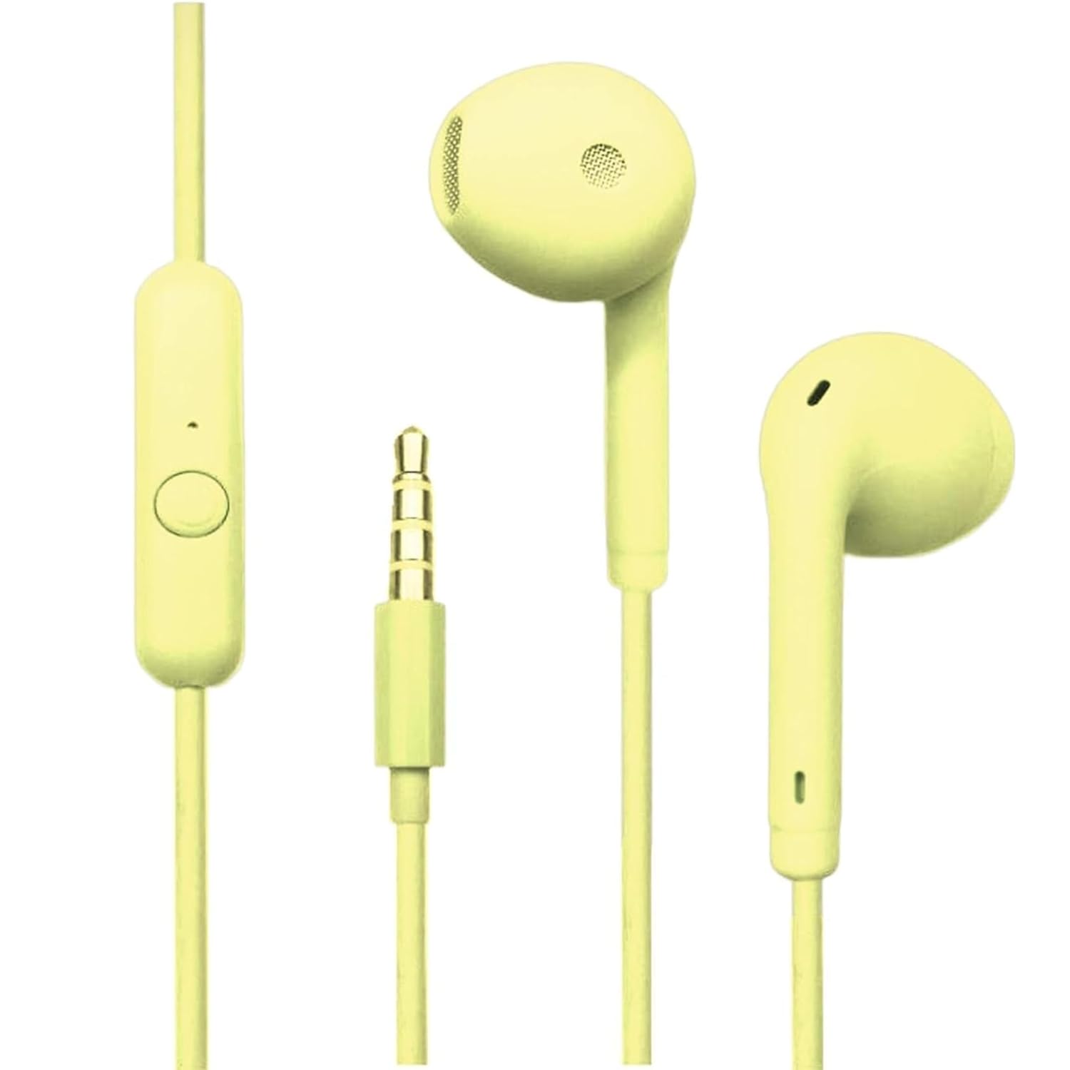 GEARZTOUCH iBlast Wired inEar Earphone with in-line Mic for Clear Calling, 14mm Dynamic Drivers for BoostedBass, 3.5mm Jack, Stylish & Lightweight Compatible with All Smartphones/Tablets- LightYellow