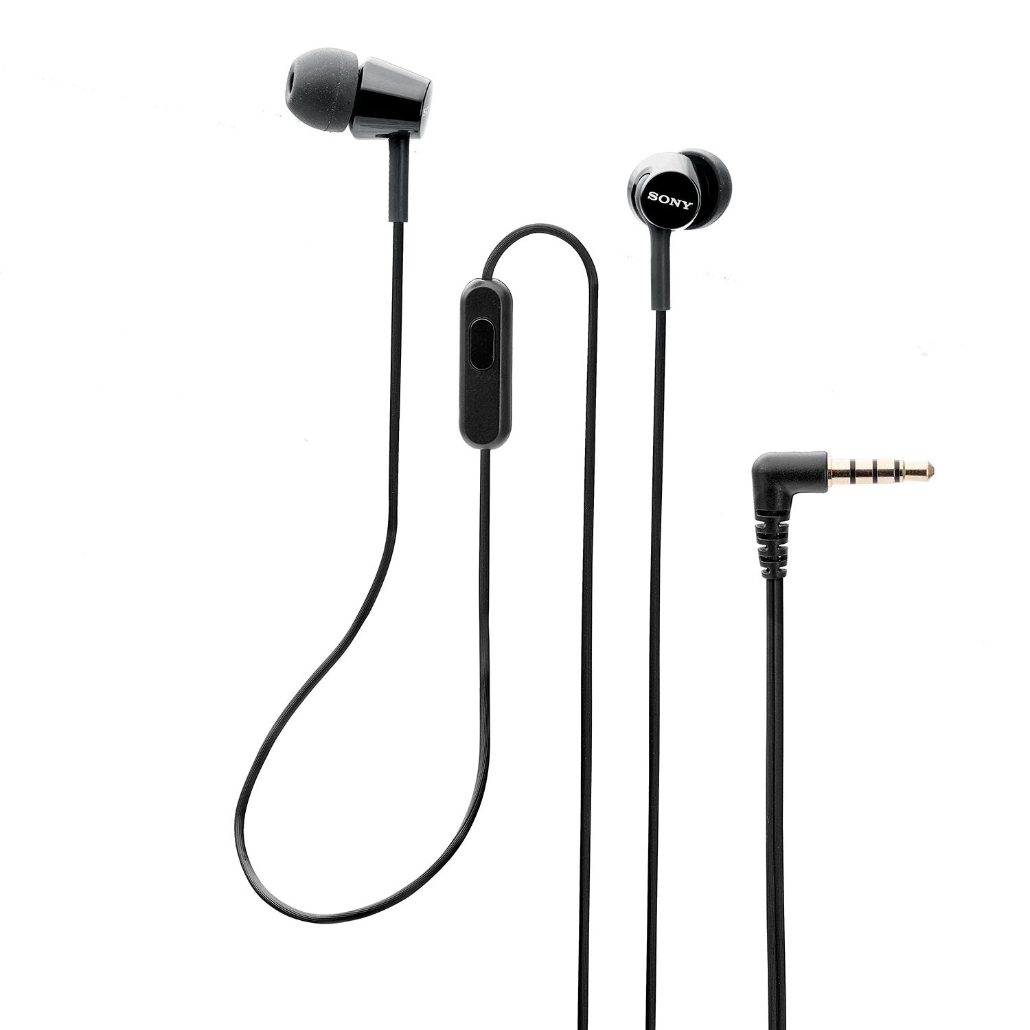 Sony MDR-EX155AP Wired in Ear Headphones with Tangle Free Cable, 3.5mm Jack, Headset with Mic for Phone Calls and 1 Year Warranty - (Black)