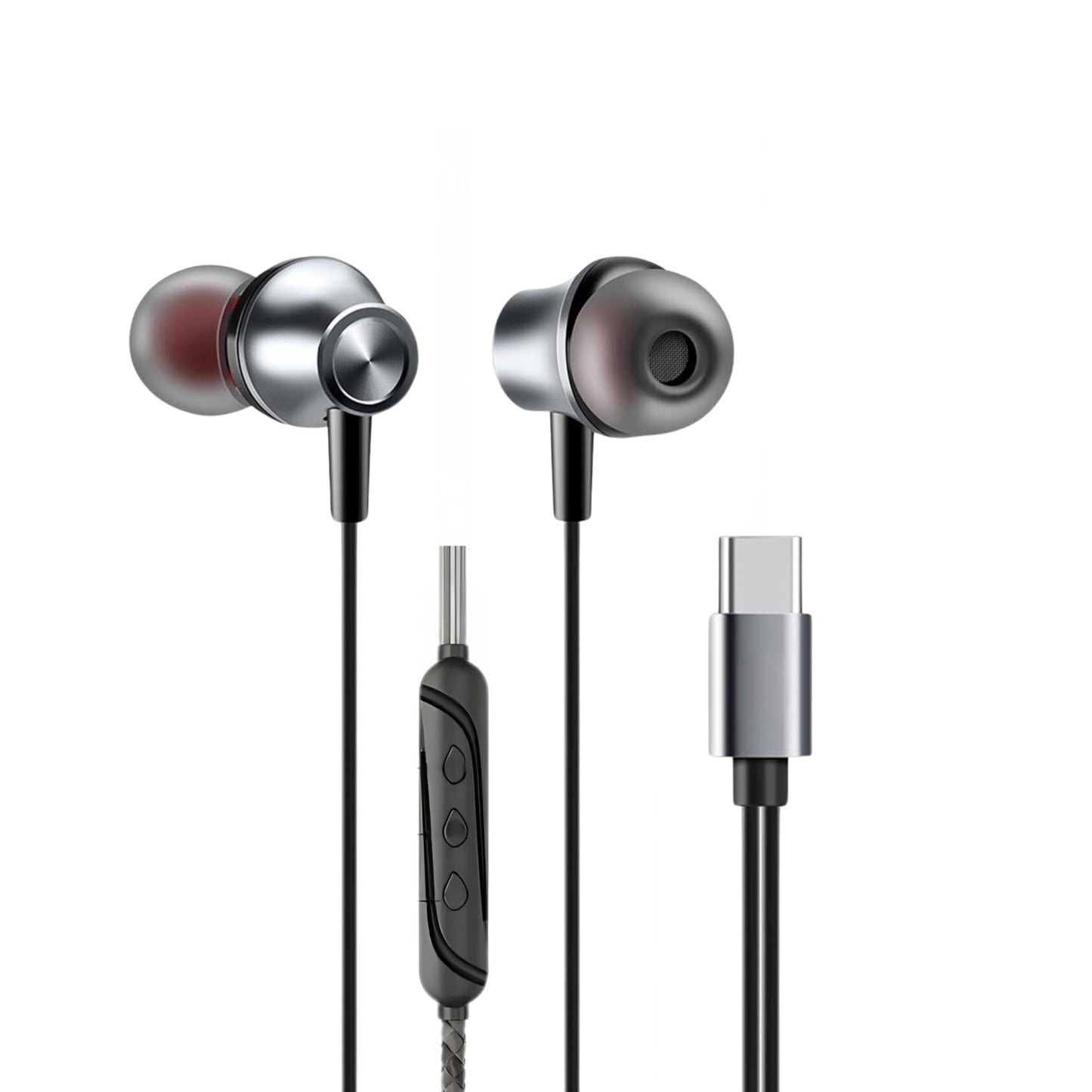 GEARZTOUCH Oasis inEar TypeC Earphone, in-Line Volume Controller & Powerful HD Mic, Clear Sound, Noise Isolation Compatible with Oneplus, Samsung, Oppo,Vivo,Redmi Having only TypeC Port- Intense Black