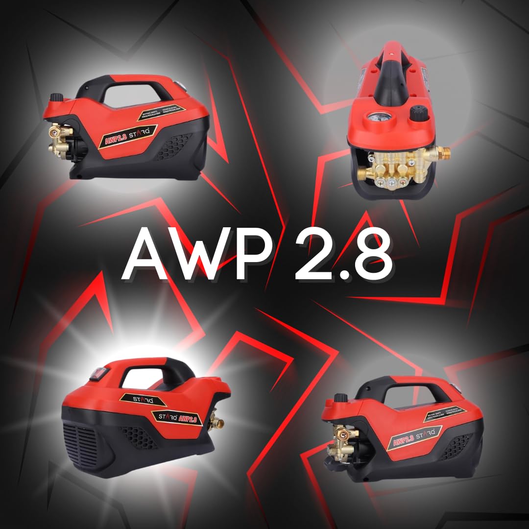 Starq AWP 2.8 High Pressure Washer, Car Washer, 2800 Watts Motor, 350 Bars, 12L/Min Flow Rate, 8 Meters Outlet Hose, Portable, Car, Bike & Home Cleaning