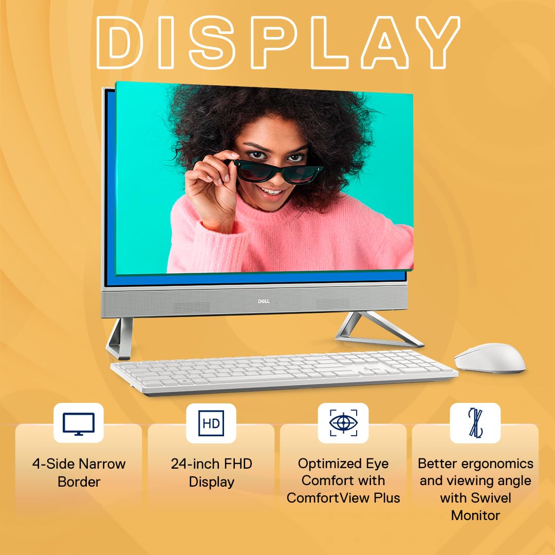 Dell 24" All-in-One PC (5420), 13th Gen Intel i7-1355U, 16GB DDR4, 1TB SSD, 23.8" FHD AG Narrow Border Touch, Pro Wireless Keyboard + Mouse, Pearl White with Fabric Cover,Win11 + Office H&S 2021