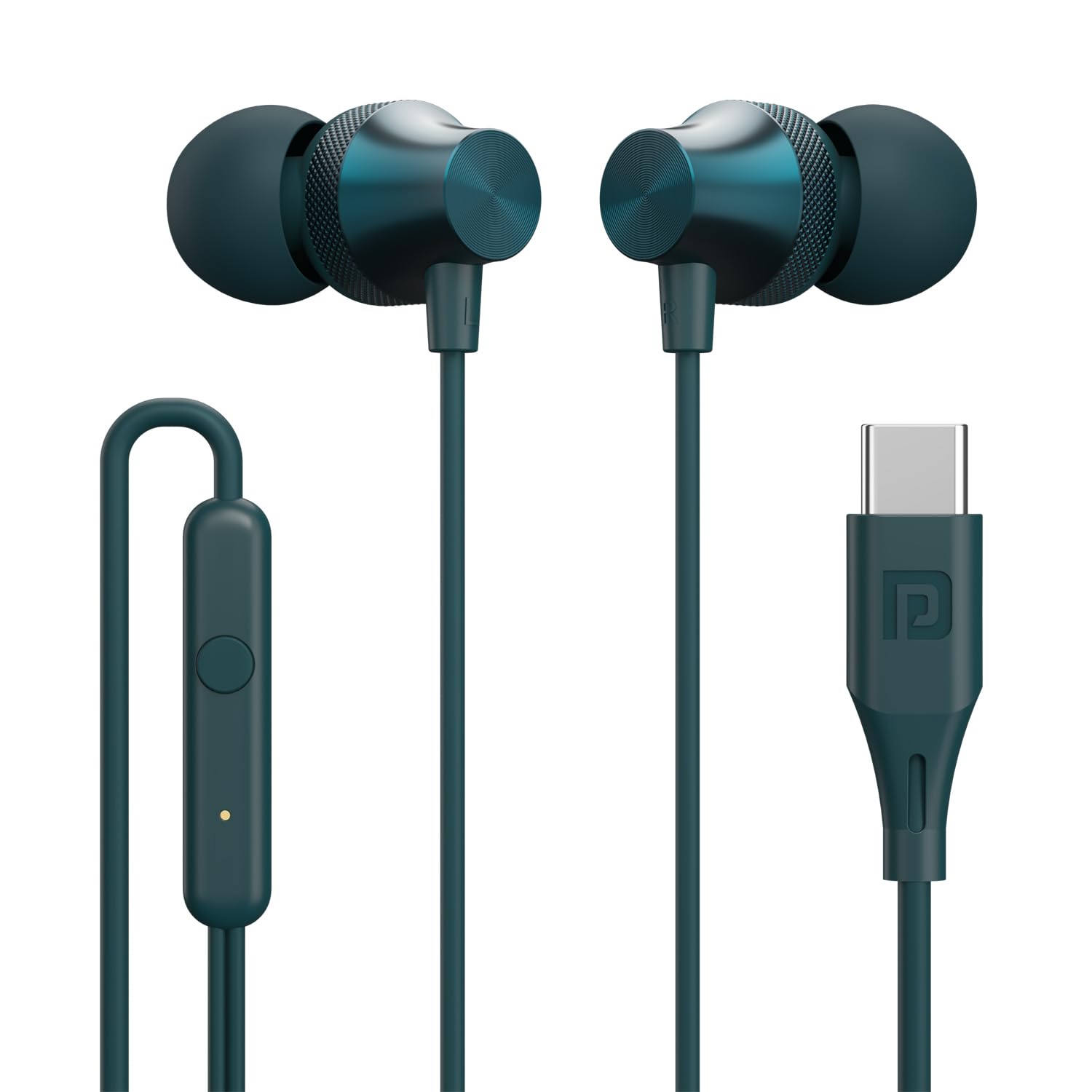 Portronics Conch Beat C in Ear Wired Earphones with Mic, Type C Audio Jack, 10mm Driver, 1.2m TPE Anti Tangle Wire, in line Mic Controls, Powerful Audio, Metal Alloy Body, Wide Compatibility(Silver)