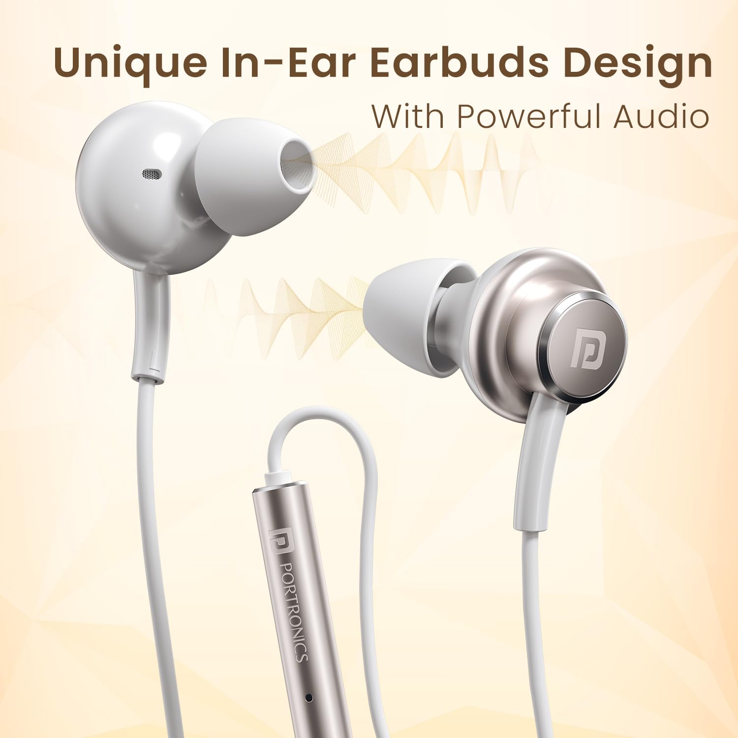 Portronics Conch Sigma C in Ear Type C Wired Earphones with in Line HD Mic, Powerful Audio, 14.2mm Driver, Unique Earbuds Design, Metal Alloy Material, in line Controls, Wide Compatibility(White)