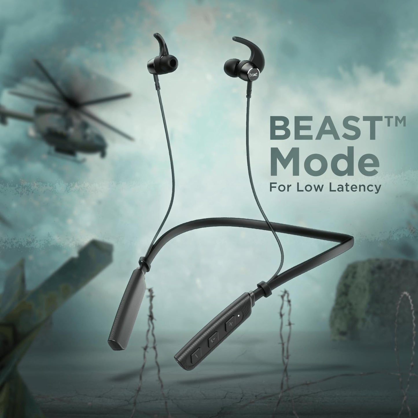boAt Rockerz 235 Pro Wireless Bluetooth Neckband in Ear Earphone, Upto 20 hrs of Playtime, Beast Mode, Low Latency, IPX5 Water & Sweat Resistance, ENx Technology, Bluetooth v5.2(Active Black)