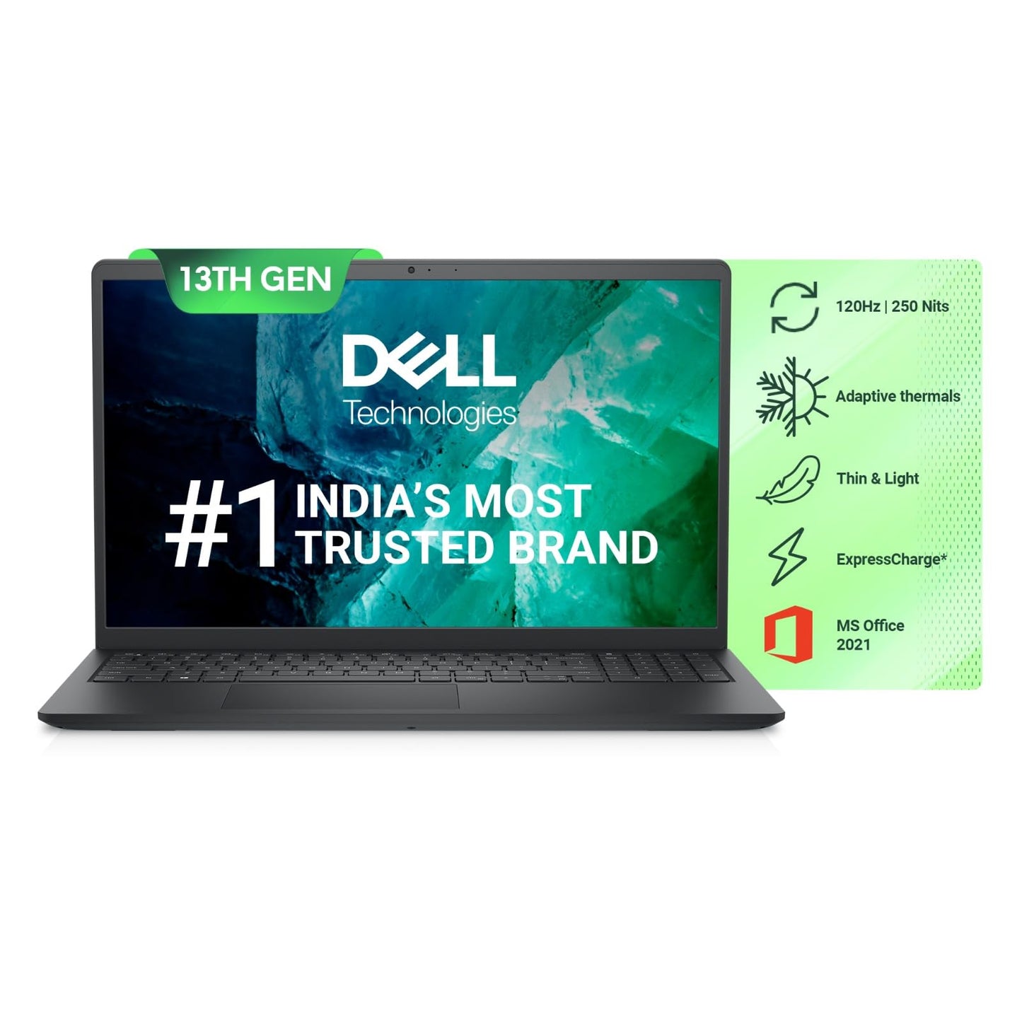 Dell Inspiron 3530 13th Gen Laptop, Intel Core i3-1305U, 8GB, 512GB SSD, 15.6" (39.62cm) FHD AG 120Hz 250 nits Display, Windows 11 + MSO'21 & McAfee 15 Month, Platinum Silver, Thin & Light- 1.62kg