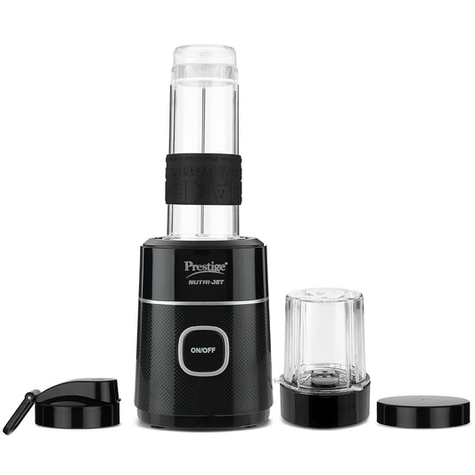 Prestige Nutri-Jet Mixer Grinder with 2 Jars| 450 Watts| Sipper Lid & Additional Cover Lid| ISI Certified| One-Touch Operation, Black