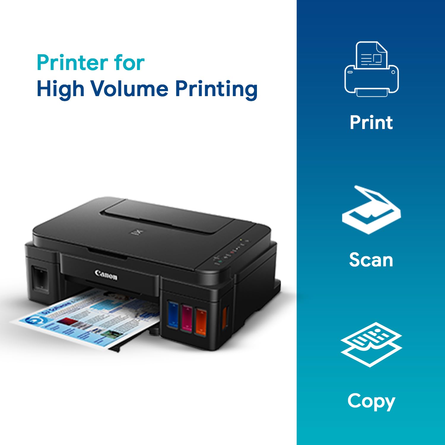 Canon PIXMA MegaTank G3000 All in One WiFi Inktank Colour Printer with 2 Additional Black Ink Bottles for Home and Office