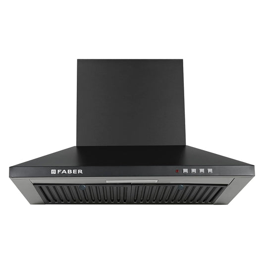 Faber 60 cm 1000 m³/hr Kitchen Chimney (HOOD PLUTO PB BF BK 60, Baffle Filter, Push Button, Black)