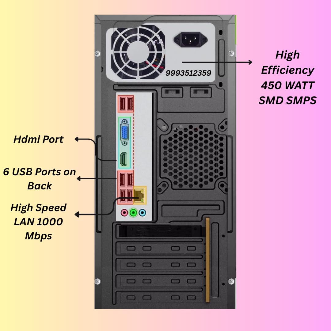 Assembled Desktop CPU with Core i5-3470 Gen 3.20Ghz II 8GB Ram II 256GB SSD II HDMI VGA Ports II Win 10 Pro II WiFi + Bluetooth II MS Office II Full Metal II Premium Design