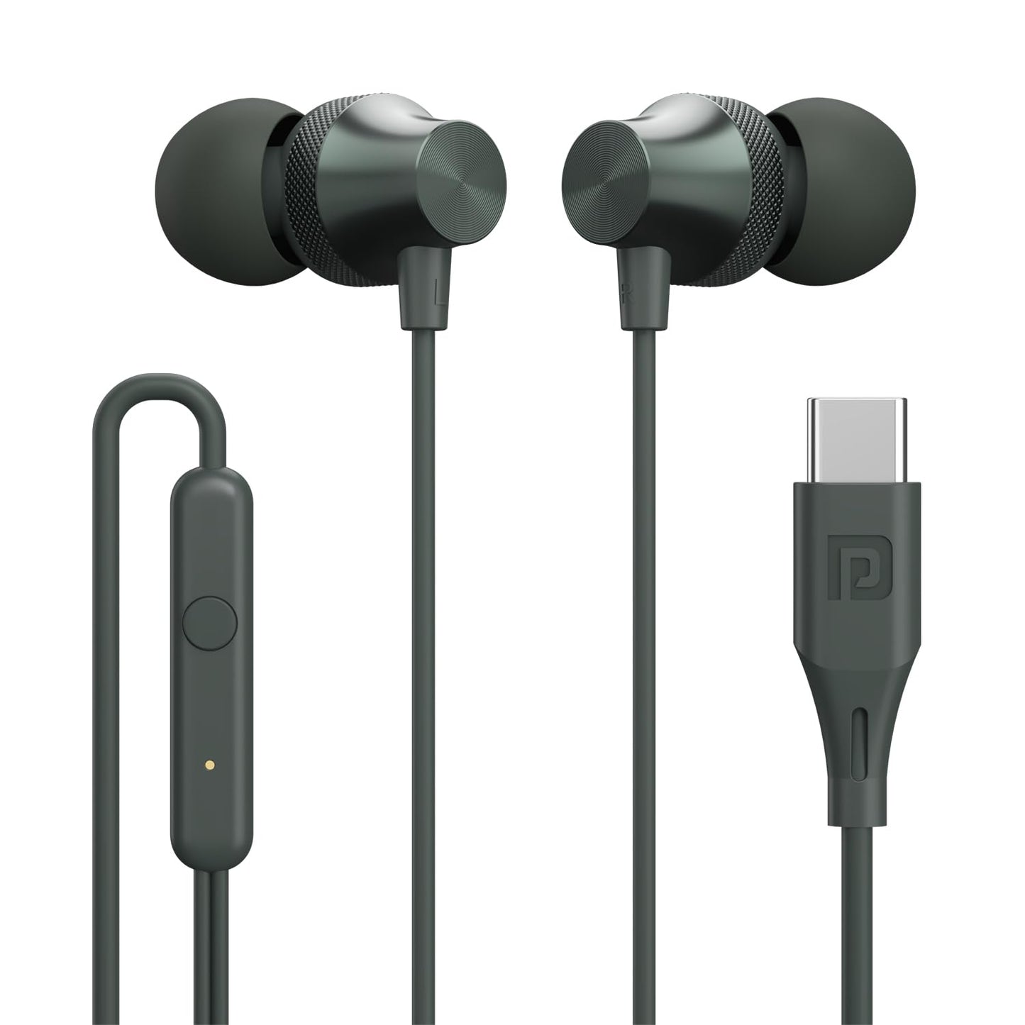 Portronics Conch Beat C in Ear Wired Earphones with Mic, Type C Audio Jack, 10mm Driver, 1.2m TPE Anti Tangle Wire, in line Mic Controls, Powerful Audio, Metal Alloy Body, Wide Compatibility(Silver)