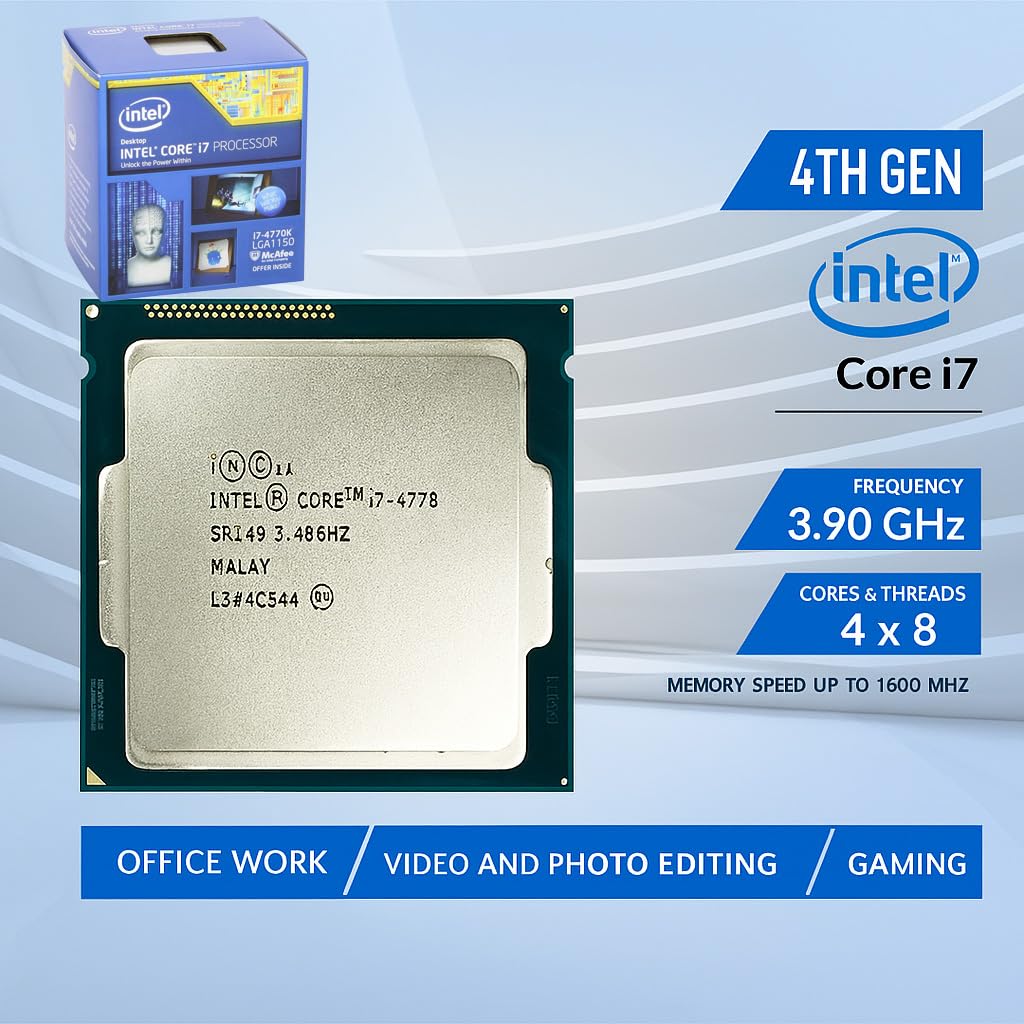 CloudVU Computer Desktop PC|CPU Intel Core I7-4790|8GB RAM|256GB Nvme SSD|HDMI|VGA|1Gbps LAN|USB 3.0|HD Graphics|Windows 11 Home License + MS Office(Desktop PC -I7,256GB SSD,8GBRAM),Black