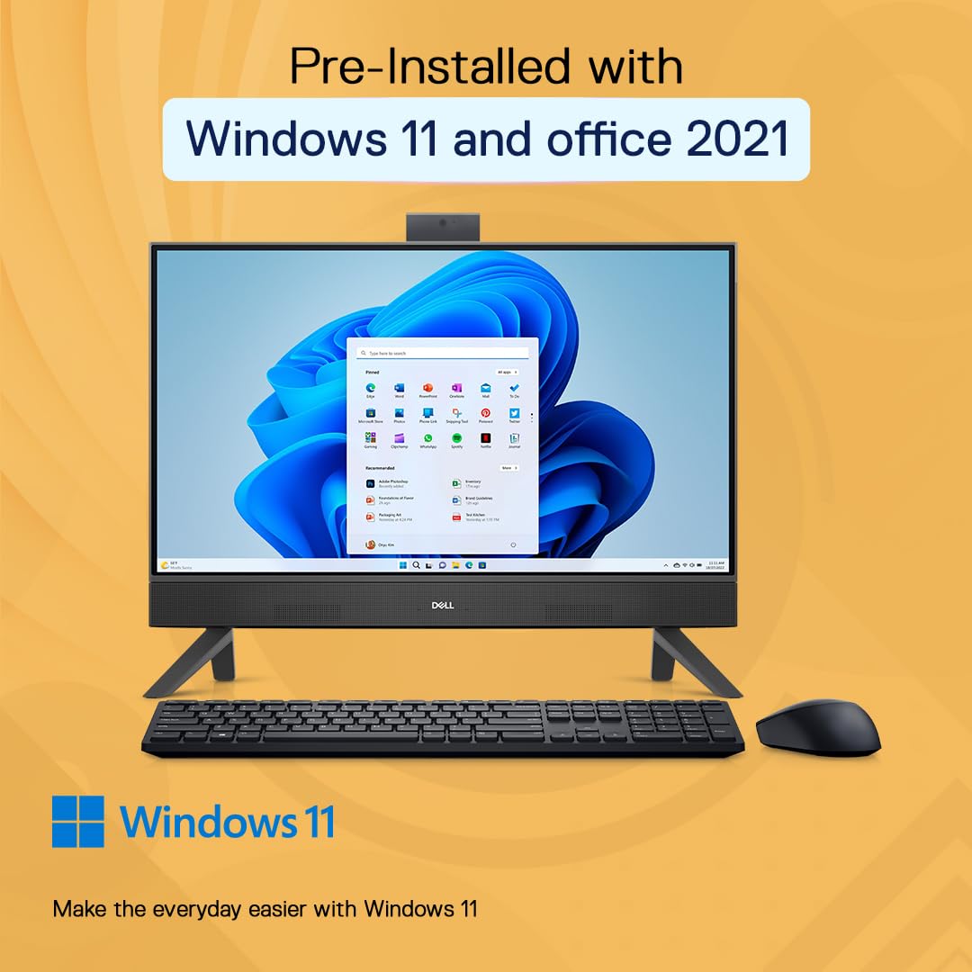 Dell 24" All-in-One PC (5420), 13th Gen Intel i5-1335U, 8GB DDR4, 512GB SSD, 23.8" FHD AG Infinity Narrow Border, Pro Wireless Keyboard + Mouse, Cover Black Molded Chin, Win11 + Office H&S 2021