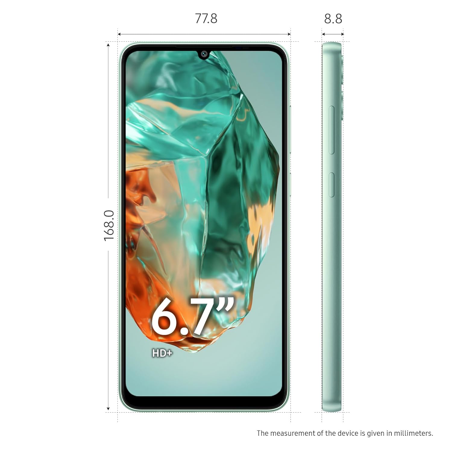 Samsung Galaxy M05 (Mint Green, 4GB RAM, 64 GB Storage) | 50MP Dual Camera | Bigger 6.7" HD+ Display | 5000mAh Battery | 25W Fast Charging | 2 Gen OS Upgrade & 4 Year Security Update | Without Charger