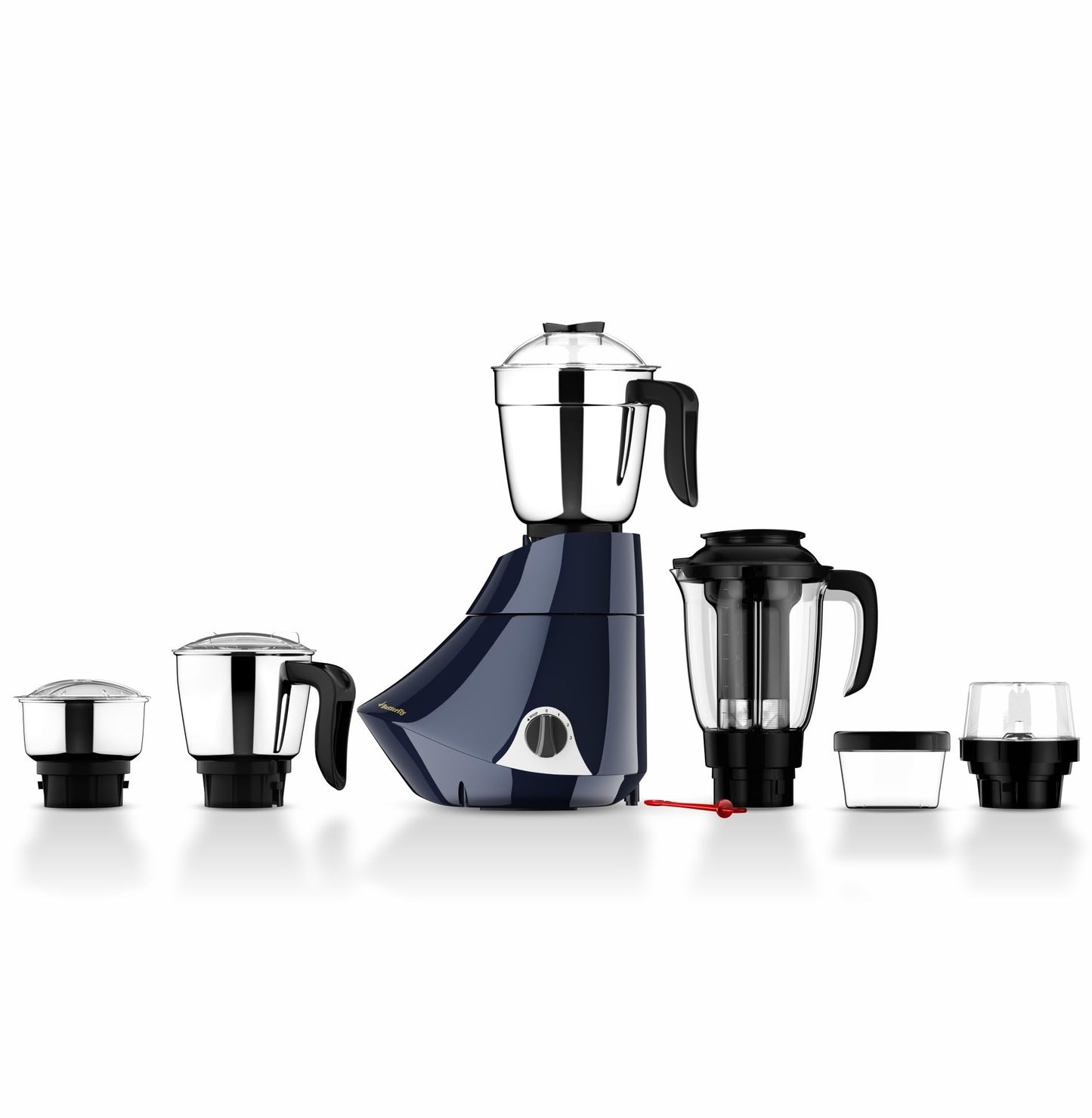 Butterfly Smart 750 Watts Mixer Grinder with 4 Jars | 3 Stainless Steel Jars & 1 Juicer | ABS Body | Heavy Duty Motor | 2 Years Manufacturer's Warranty | Grey