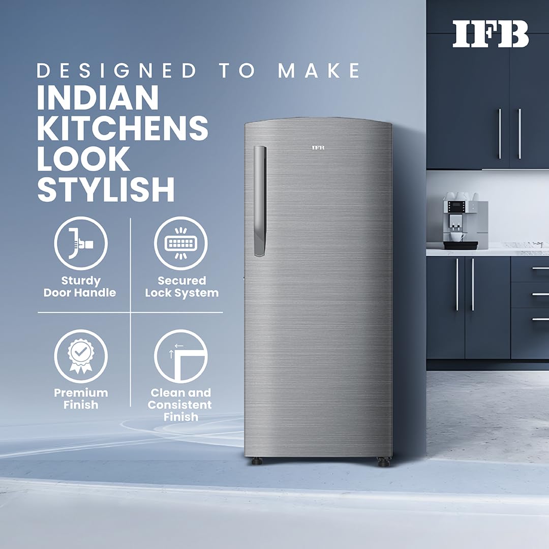 IFB 206L 5 Star Direct Cool Single Door Refrigerator (IFBDC-2325DBSE, Brush Grey, Advanced Inverter Compressor, Extraordinary Storage with Humidity Controller)