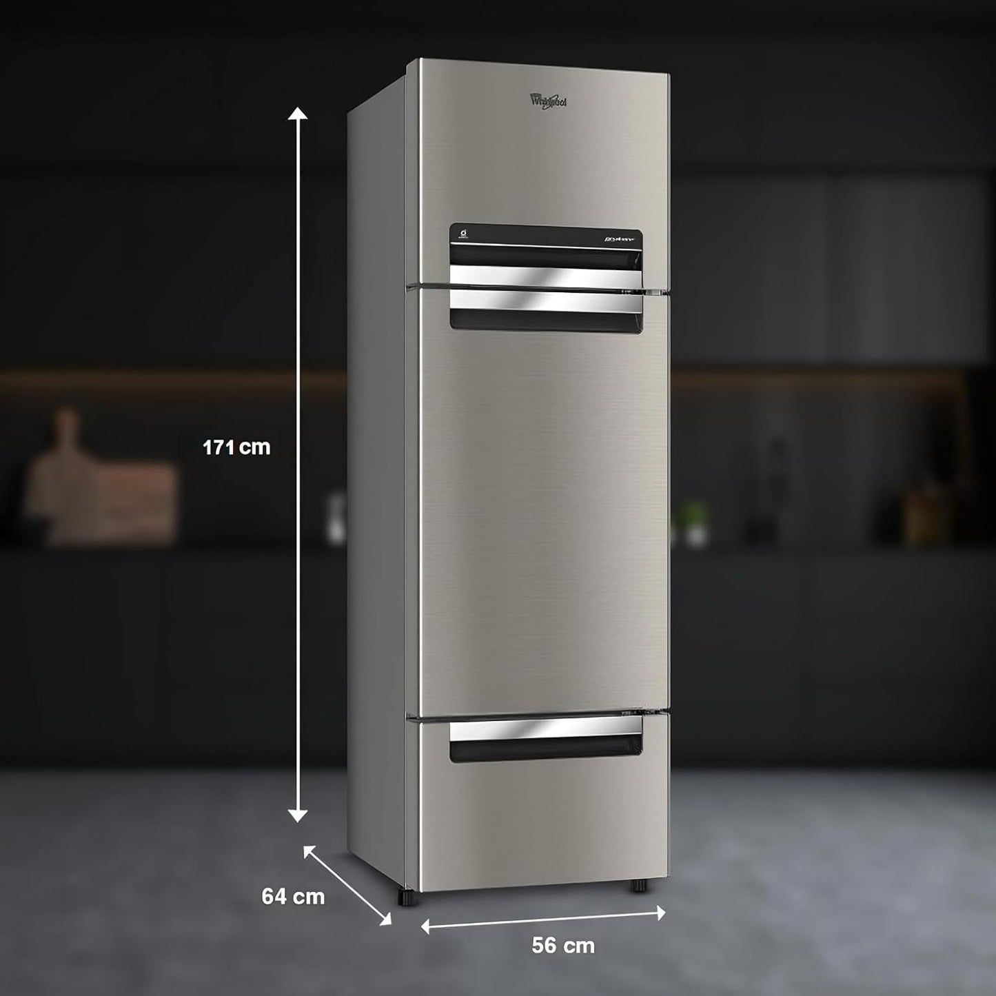 Whirlpool 235 L Frost Free Triple-Door Refrigerator (FP 253D PROTTON ROY RADIANT STEEL(Z) Double Door Refrigerator space)