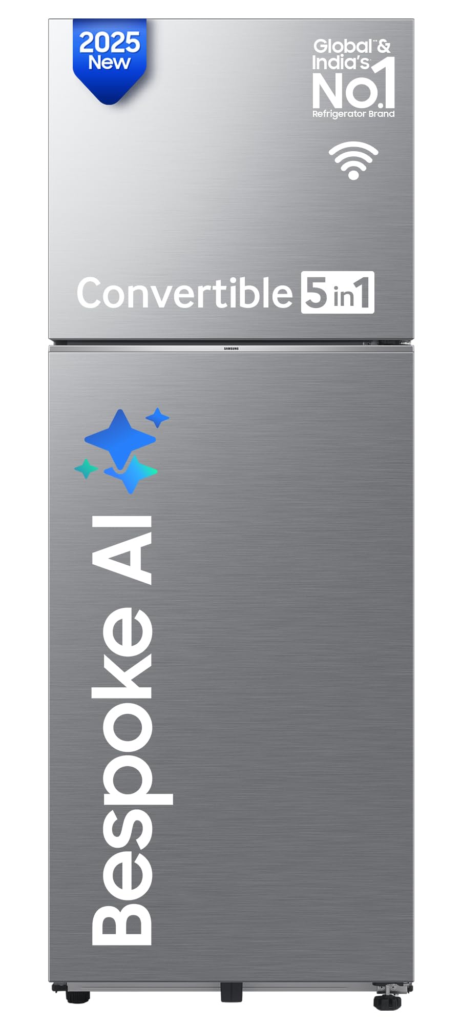 Samsung 330 L, 3 Star, Convertible 5-in-1, Digital Inverter, Frost Free Double Door, WiFi Enabled Bespoke AI Refrigerator (RT34DG5A4DBXHL, Luxe Black)