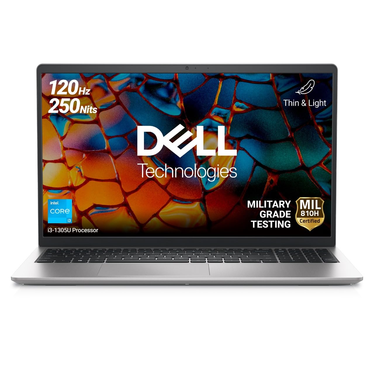 Dell Inspiron 3530 13th Gen Laptop, Intel Core i3-1305U, 8GB, 512GB SSD, 15.6" (39.62cm) FHD AG 120Hz 250 nits Display, Windows 11 + MSO'21 & McAfee 15 Month, Platinum Silver, Thin & Light- 1.62kg