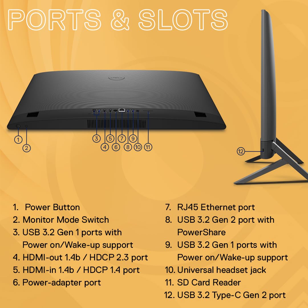 Dell 24" All-in-One PC (5420), 13th Gen Intel i5-1335U, 8GB DDR4, 512GB SSD, 23.8" FHD AG Infinity Narrow Border, Pro Wireless Keyboard + Mouse, Cover Black Molded Chin, Win11 + Office H&S 2021