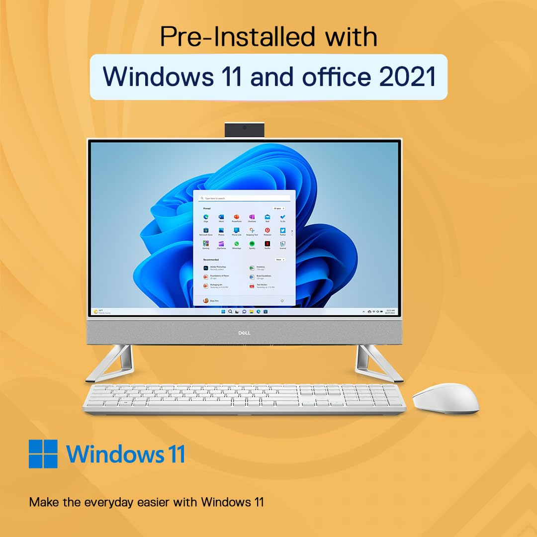 Dell 24" All-in-One PC (5420), 13th Gen Intel i7-1355U, 16GB DDR4, 1TB SSD, 23.8" FHD AG Narrow Border Touch, Pro Wireless Keyboard + Mouse, Pearl White with Fabric Cover,Win11 + Office H&S 2021