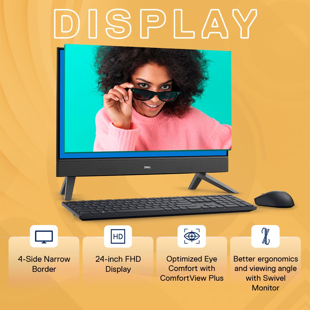 Dell 24" All-in-One PC (5420), 13th Gen Intel i5-1335U, 8GB DDR4, 512GB SSD, 23.8" FHD AG Infinity Narrow Border, Pro Wireless Keyboard + Mouse, Cover Black Molded Chin, Win11 + Office H&S 2021